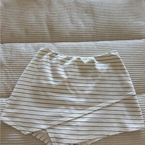 Lulu's White Mini Skort with Black Stripes